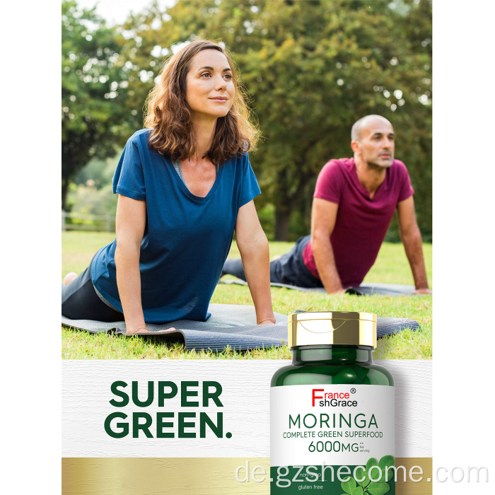 Moringa oleifera Komplette glutenfreie Moringa -Blattkapseln